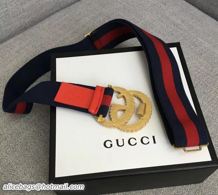 Pretty Style Gucci Blue/Red Web Elastic Belt With Torchon Double G Buckle 906181