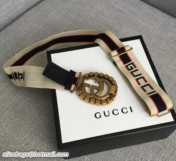 Discount Gucci Blue/Red Web Elastic Belt With Torchon Double G And Crystals 906181