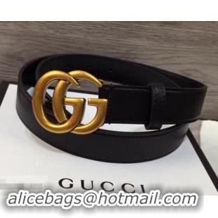 Charming Gucci 3cm Wide Leather Belt With gold gg buckle 906184