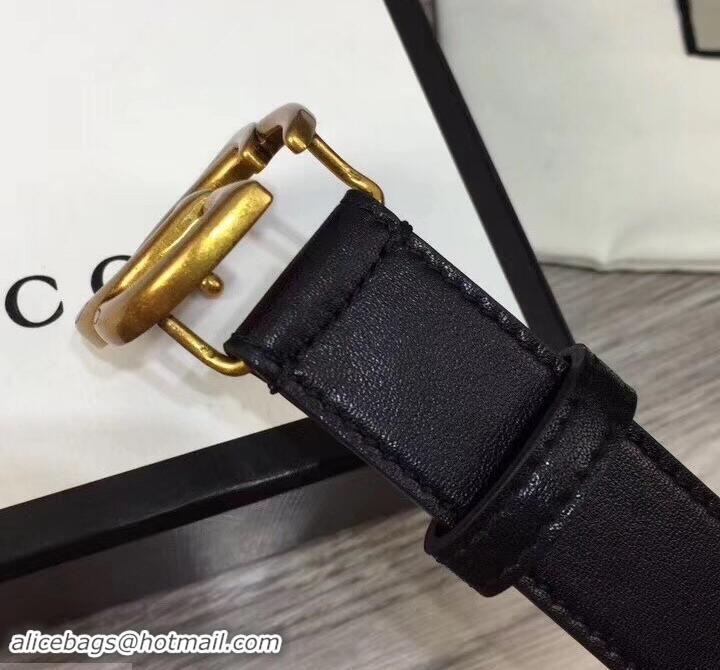 Charming Gucci 3cm Wide Leather Belt With gold gg buckle 906184