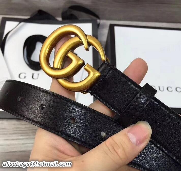 Charming Gucci 3cm Wide Leather Belt With gold gg buckle 906184