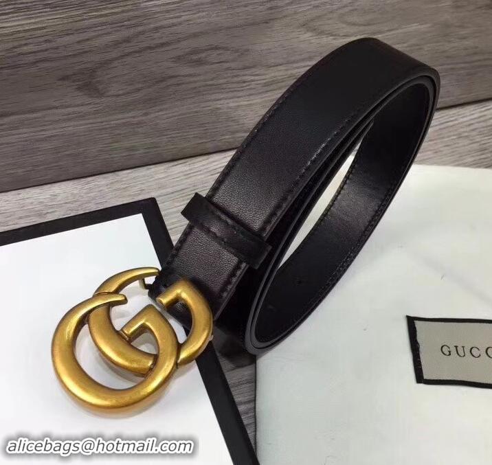 Charming Gucci 3cm Wide Leather Belt With gold gg buckle 906184