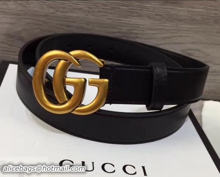 Charming Gucci 3cm Wide Leather Belt With gold gg buckle 906184