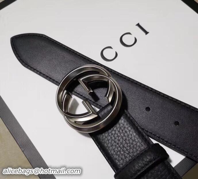 Good Looking Gucci 3.8cm Wide grained Leather Belt With silver gg buckle 906186