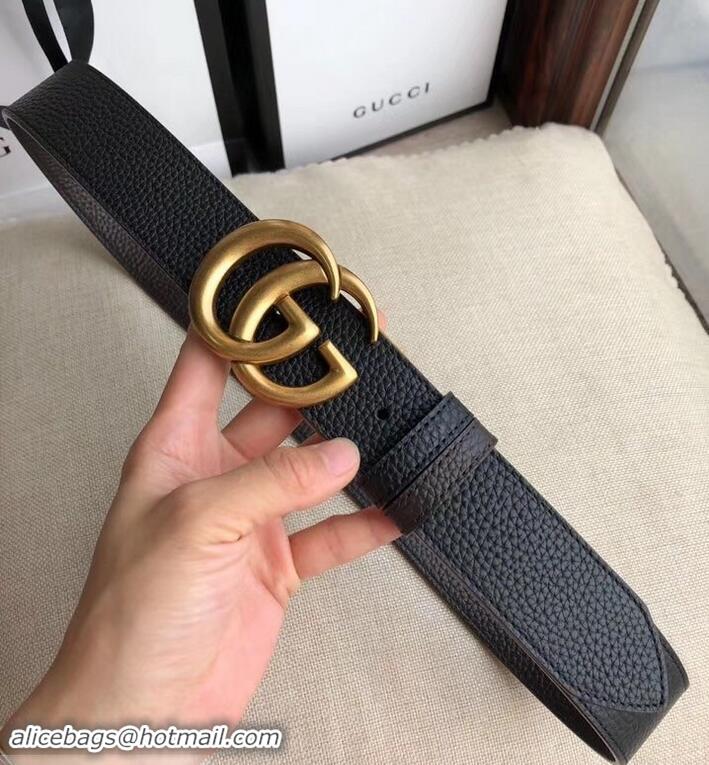 Unique Style Gucci 3.8cm Wide grained Leather Belt With gold gg buckle 906187