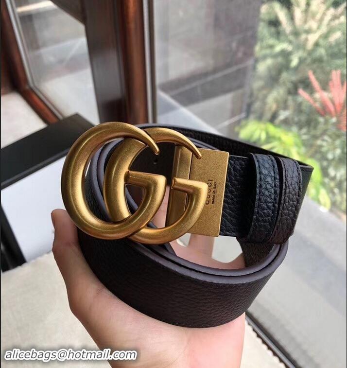 Unique Style Gucci 3.8cm Wide grained Leather Belt With gold gg buckle 906187