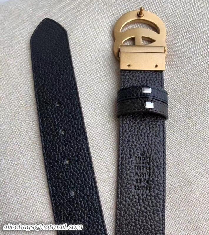 Unique Style Gucci 3.8cm Wide grained Leather Belt With gold gg buckle 906187