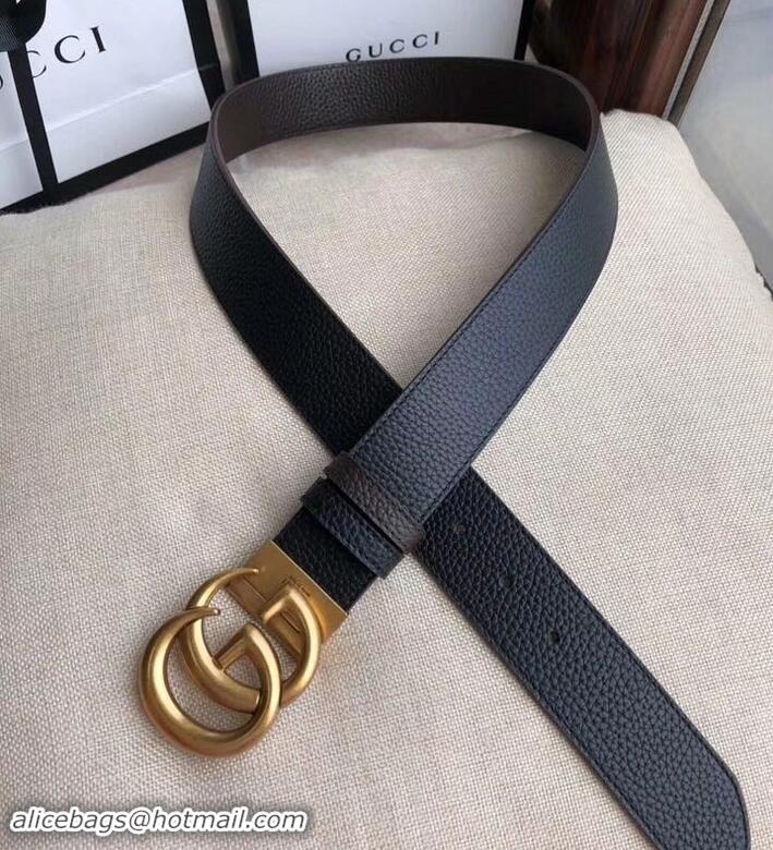 Unique Style Gucci 3.8cm Wide grained Leather Belt With gold gg buckle 906187