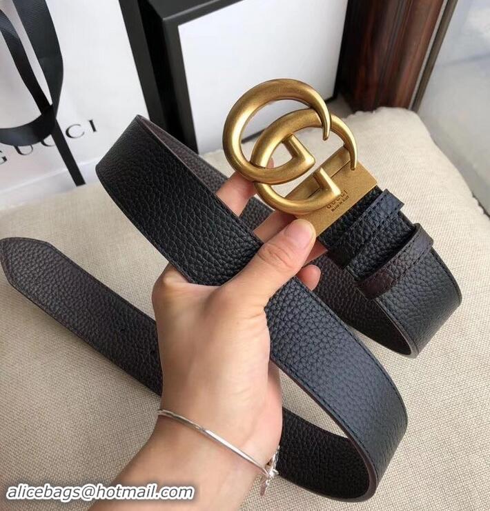 Unique Style Gucci 3.8cm Wide grained Leather Belt With gold gg buckle 906187