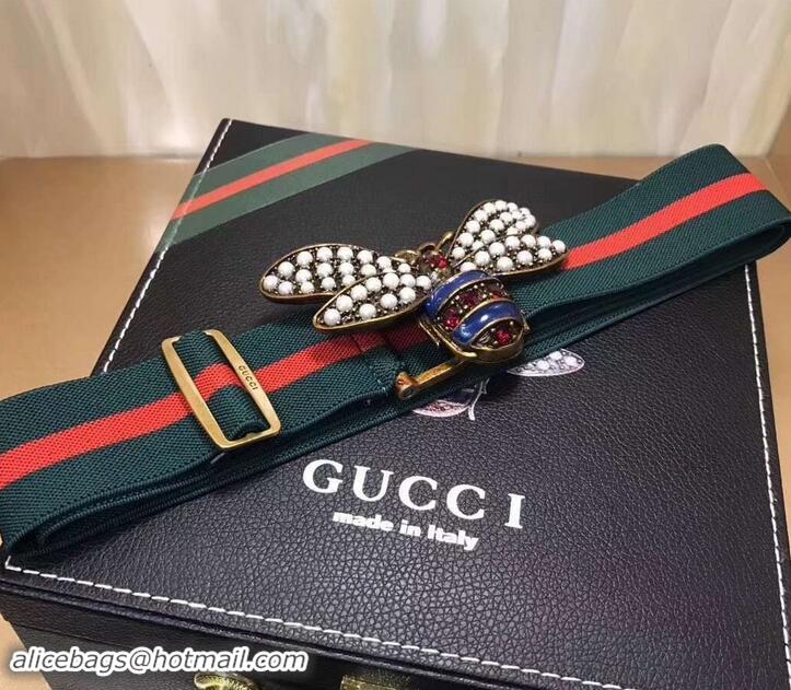 Most Popular Gucci Width 4cm Green/Red Web Belt with Bee 453277