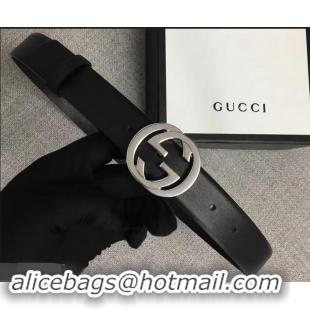 Best Product Gucci Width 3cm Leather Belt Black With Interlocking G Buckle 4532715