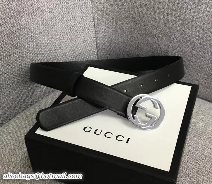 Best Product Gucci Width 3cm Leather Belt Black With Interlocking G Buckle 4532715