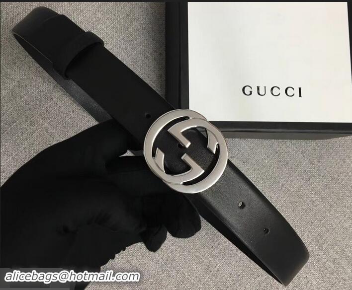 Best Product Gucci Width 3cm Leather Belt Black With Interlocking G Buckle 4532715