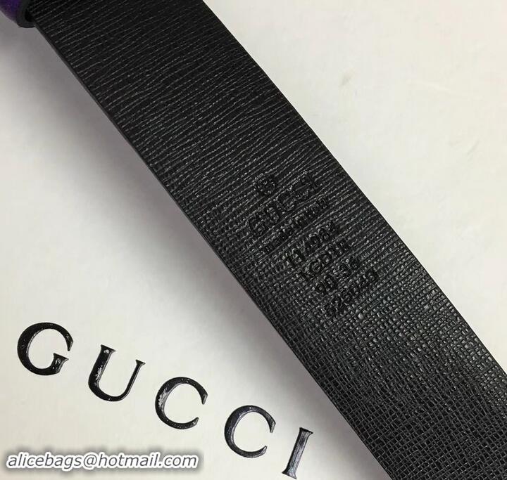 Popular Style Gucci Width 3cm Leather Belt Purple With Interlocking G Buckle 4532716