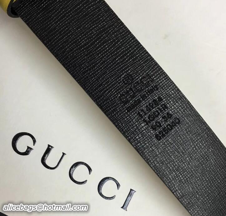 Luxury Cheap Gucci Width 3cm Leather Belt Yellow With Interlocking G Buckle 4532716