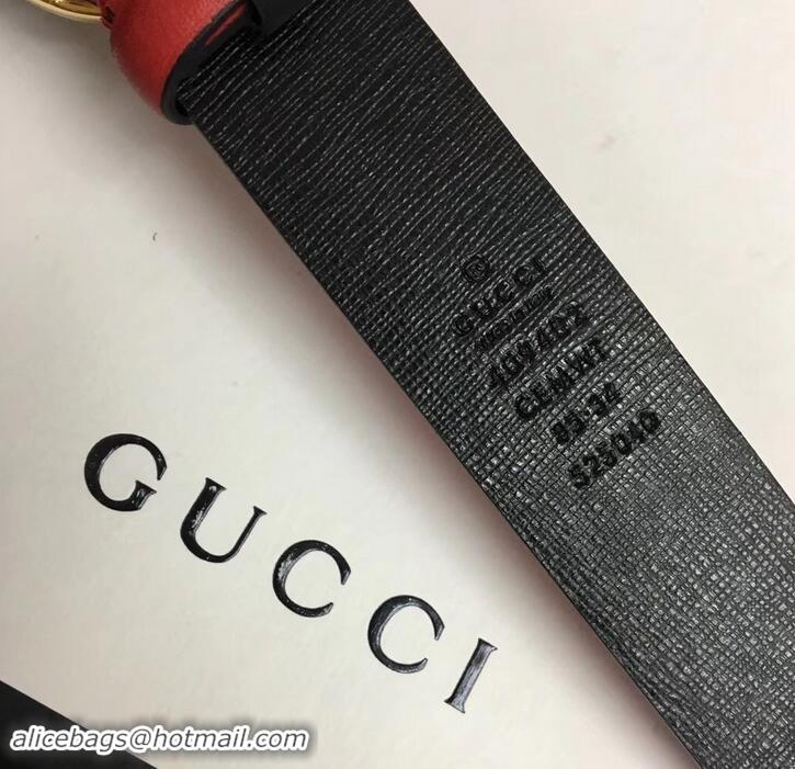 Luxury Cheap Gucci Width 3cm Leather Belt Red With Interlocking G Buckle 4532716