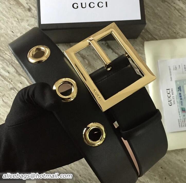 Classic Gucci Width 4.8cm Leather Belt Black With Square Buckle 4532718