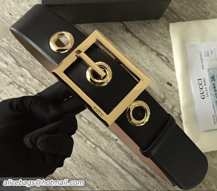 Classic Gucci Width 4.8cm Leather Belt Black With Square Buckle 4532718