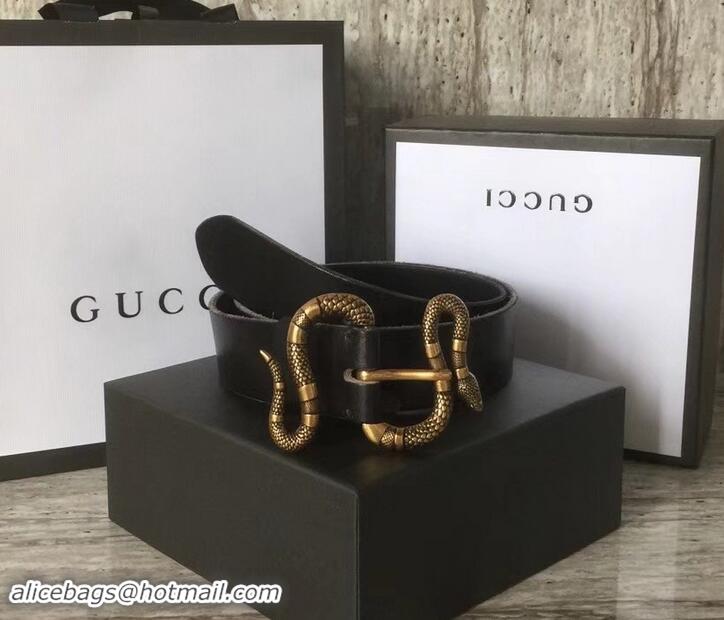 Cheap Gucci Leather Belt Black With Snake Buckle 458935