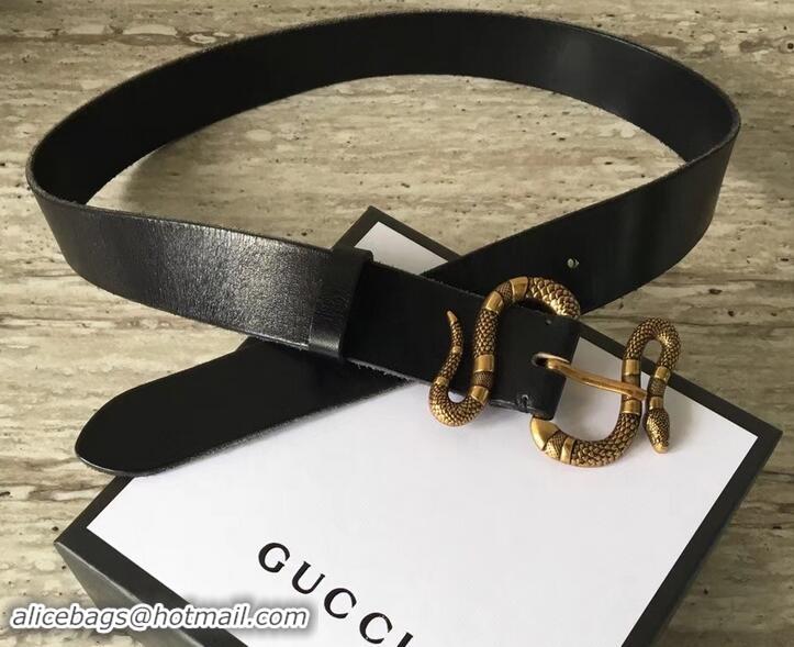 Cheap Gucci Leather Belt Black With Snake Buckle 458935