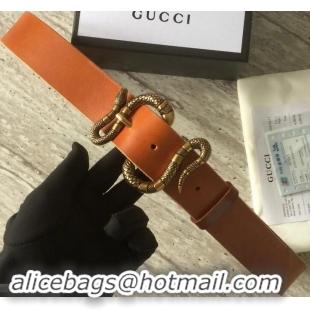 Top Sale Gucci Leather Belt Khaki With Snake Buckle 458935