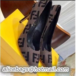 Cheapest Fendi Heel 9cm FF Logo Pumps F91601 Coffee 2019