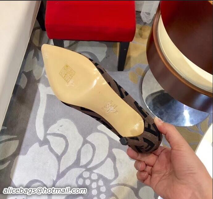 Cheapest Fendi Heel 9cm FF Logo Pumps F91601 Coffee 2019