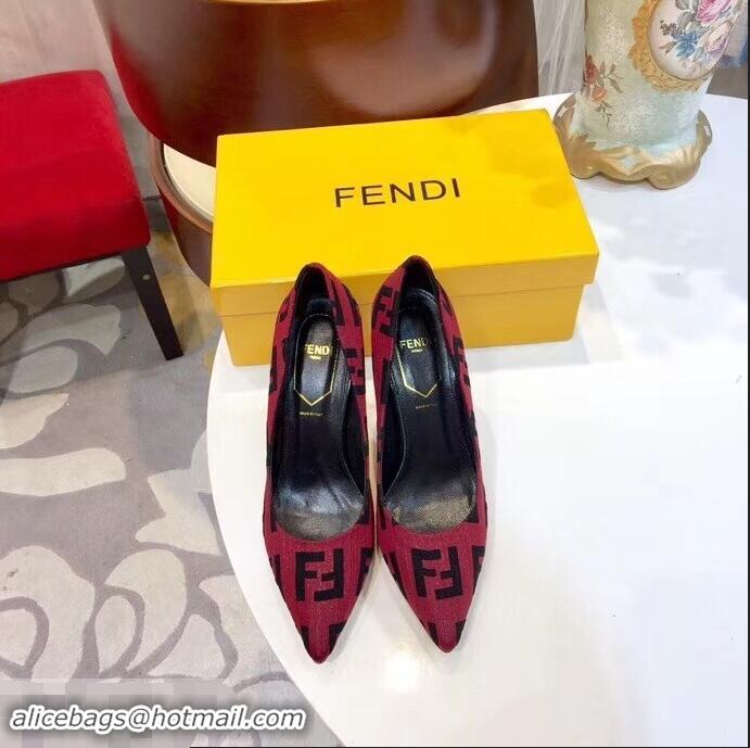 Popular Style Fendi Heel 9cm FF Logo Pumps F91601 Red 2019