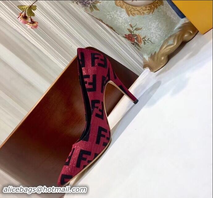 Popular Style Fendi Heel 9cm FF Logo Pumps F91601 Red 2019