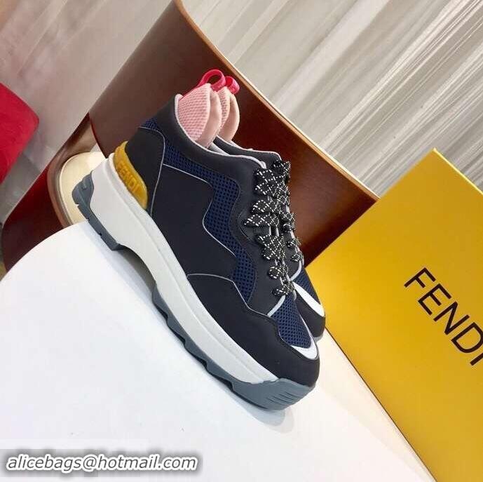 Buy Free Fendi Padded Cushion Leather Lace-Up Sneakers F91606 Black 2019