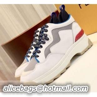 Best Price Fendi Padded Cushion Leather Lace-Up Sneakers F91606 White 2019