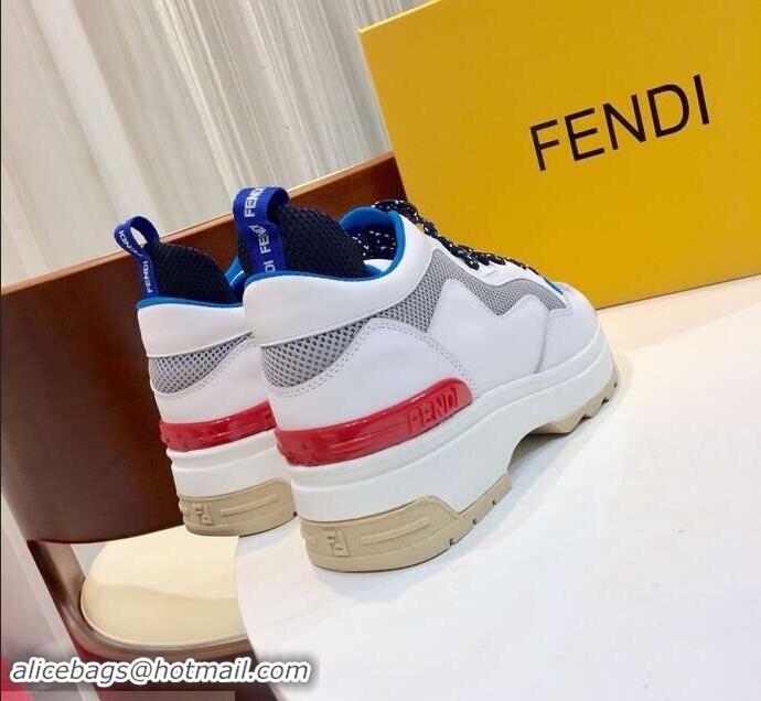 Best Price Fendi Padded Cushion Leather Lace-Up Sneakers F91606 White 2019