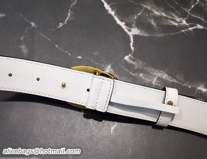 Classic Hot Gucci Width 3.5cm Leather Belt White with Blue Crystal Dionysus Buckle 458947