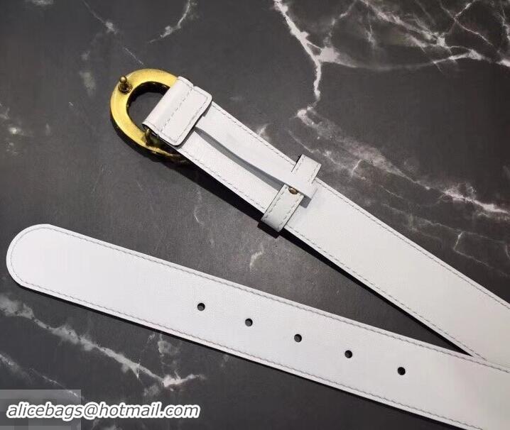 Cheapest Gucci Width 3.5cm Leather Belt White with Green Crystal Dionysus Buckle 458948