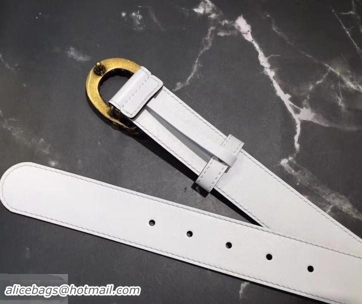 Beautiful Gucci Width 3.5cm Leather Belt White with Red Crystal Dionysus Buckle 458949