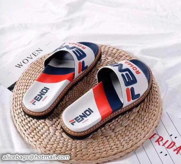 Top Sale Fendi Slides Mania Logo F93107 White 2019