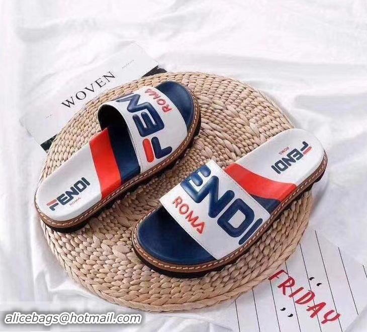 Top Sale Fendi Slides Mania Logo F93107 White 2019