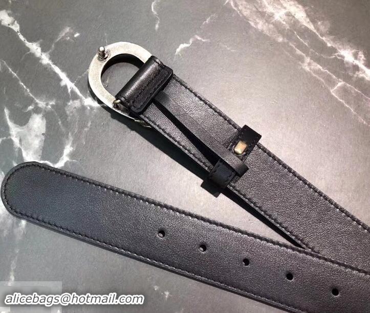 Fashion Gucci Width 3.5cm Leather Belt Black/Silver with Dionysus Buckle 458951