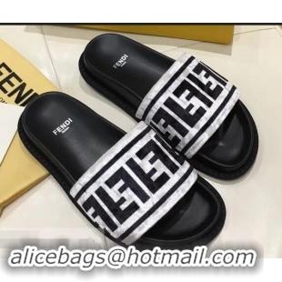 New Design Fendi Slides FF Logo F93112 Velvet White 2019