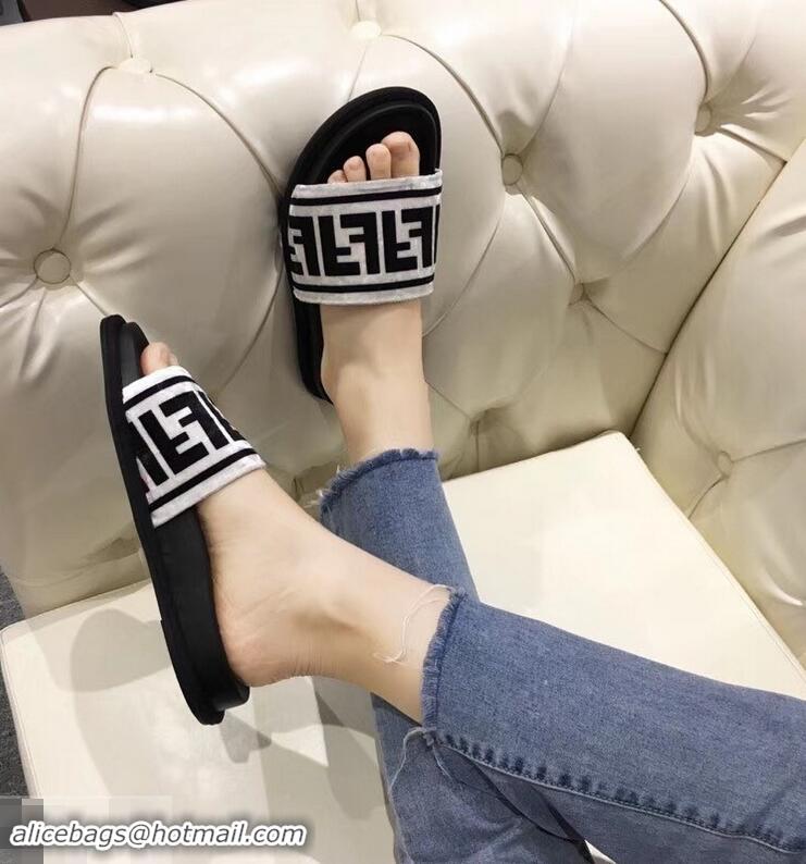 New Design Fendi Slides FF Logo F93112 Velvet White 2019