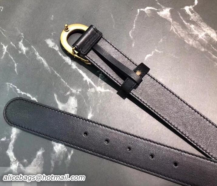 Practical Gucci Width 3.5cm Leather Belt Black/Gold with Dionysus Stud Buckle 458955