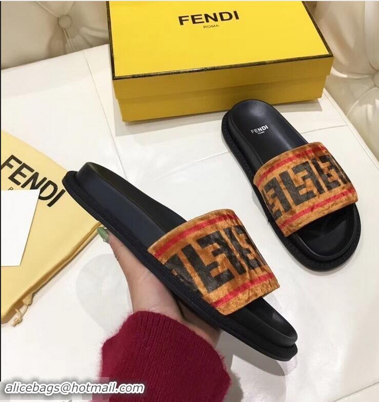 Promotional Low Price Fendi Slides FF Logo F93112 Brown 2019