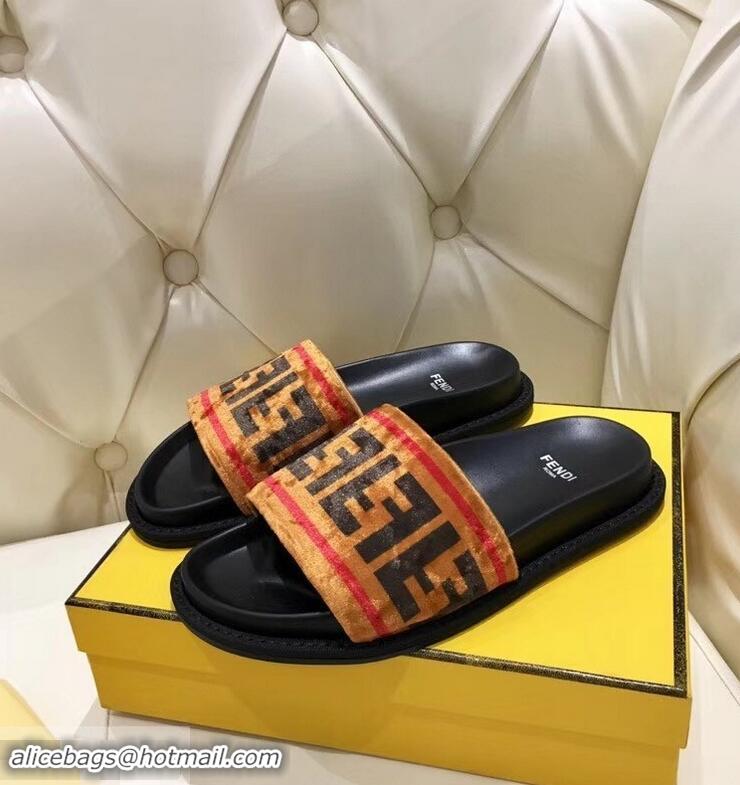 Promotional Low Price Fendi Slides FF Logo F93112 Brown 2019