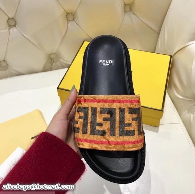 Promotional Low Price Fendi Slides FF Logo F93112 Brown 2019