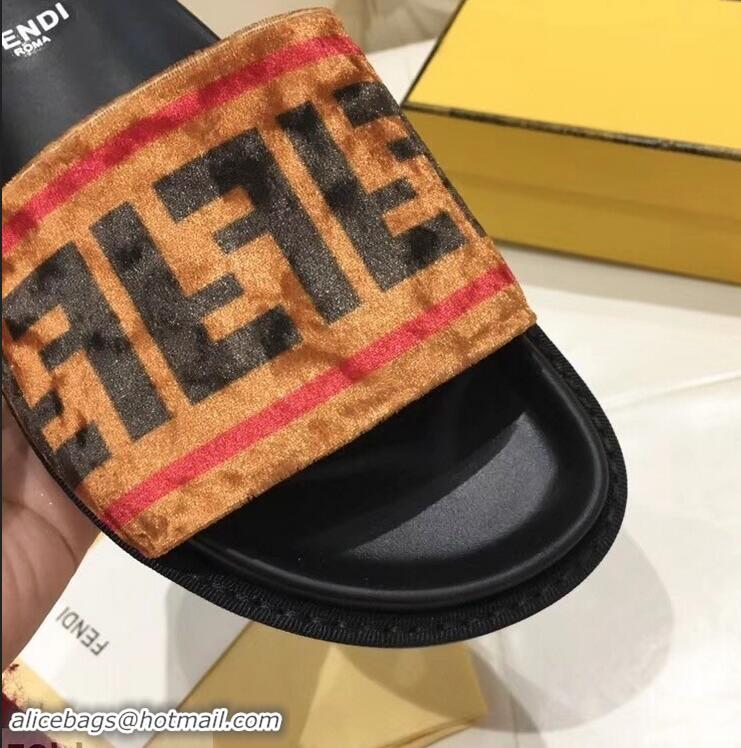 Promotional Low Price Fendi Slides FF Logo F93112 Brown 2019