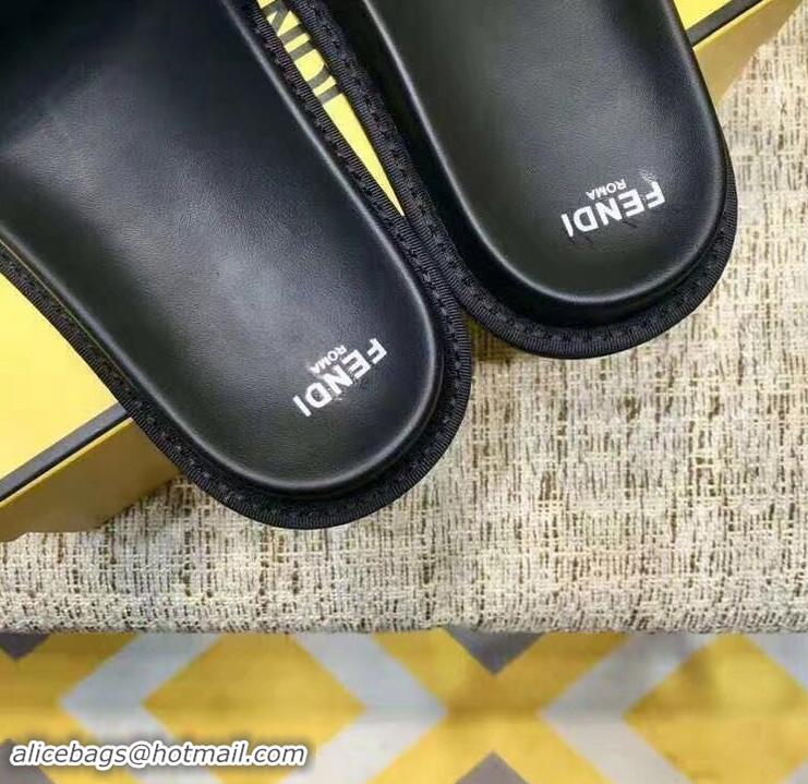 New Fashion Fendi FF Logo Canvas Slides F93116 White 2019