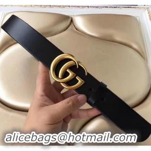 Hot Style Gucci 3.8cm Wide Leather Belt With gold gg buckle black 458967