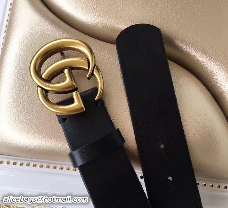 Hot Style Gucci 3.8cm Wide Leather Belt With gold gg buckle black 458967