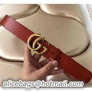 Best Price Gucci 3.8cm Wide Leather Belt With gold gg buckle burgundy 458967