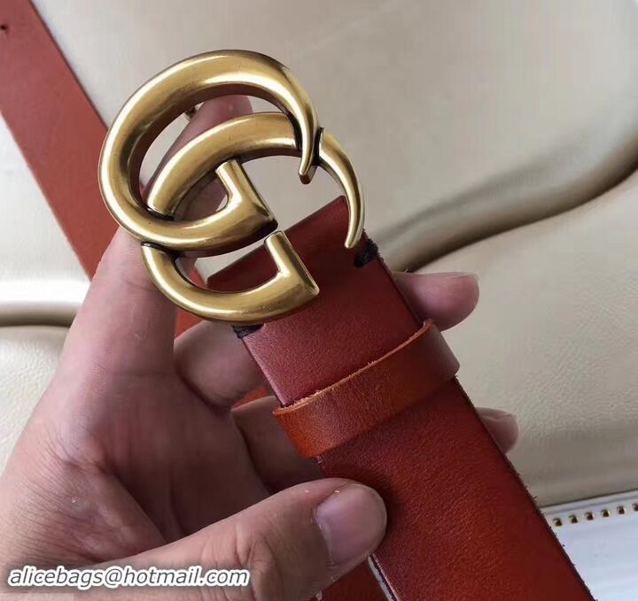 Best Price Gucci 3.8cm Wide Leather Belt With gold gg buckle burgundy 458967